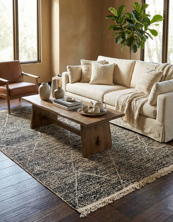 Detail image of 5' 2 x 8' 10  Hand Knotted Moroccan Wool Rug