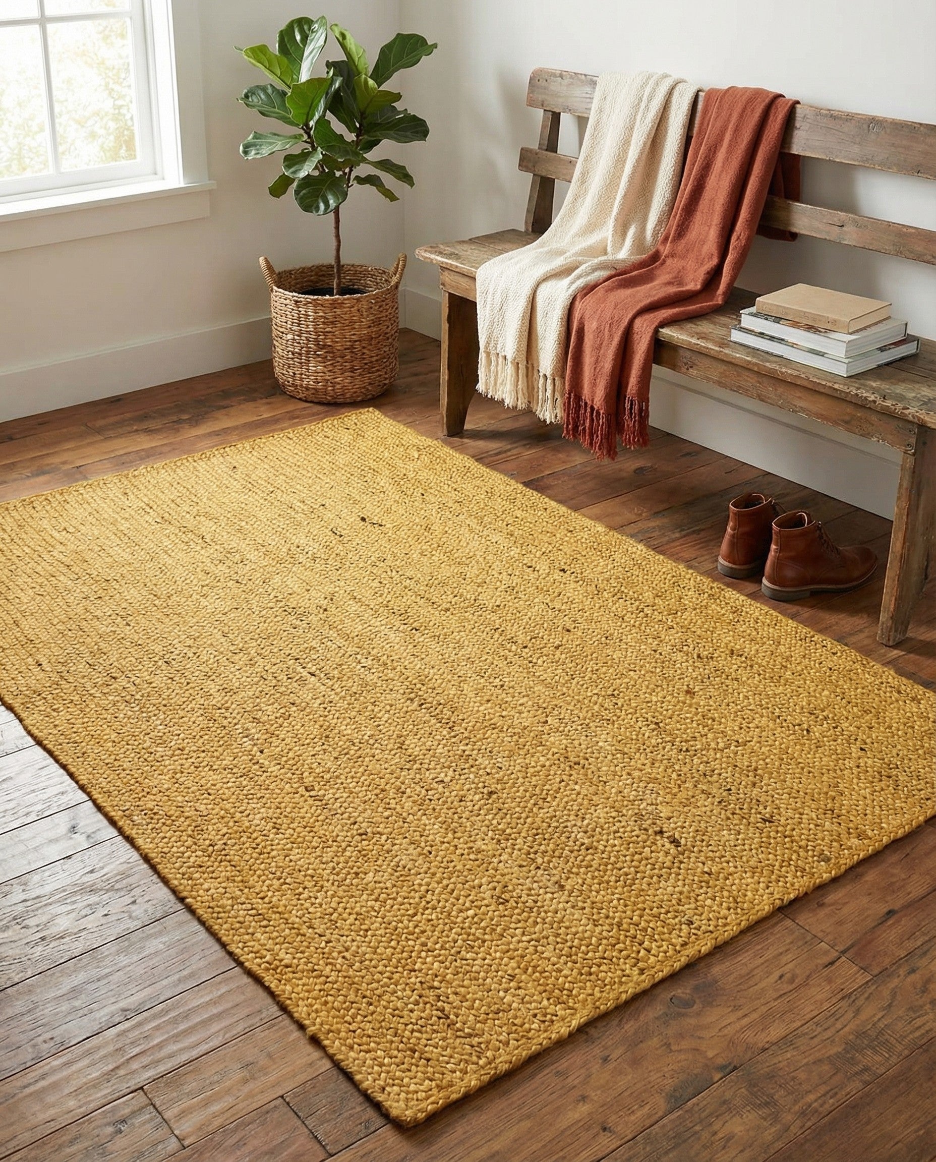 4' 1 x 6' 1 Handmade Braided Jute Rug