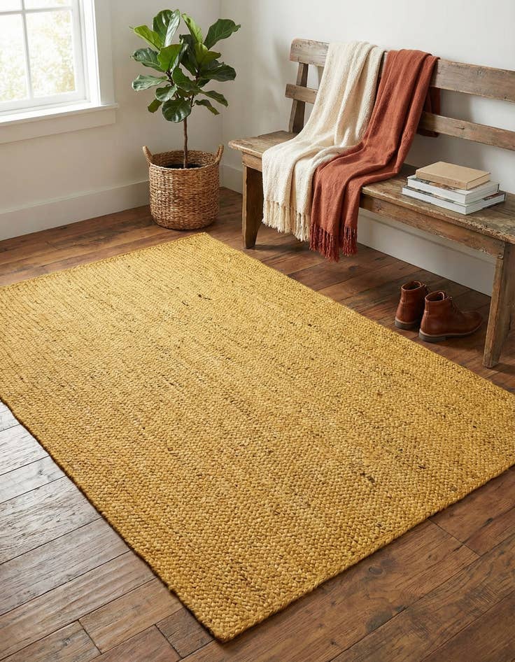 Detail image of 4' 1 x 6' 1  Hand Braided Jute Rug