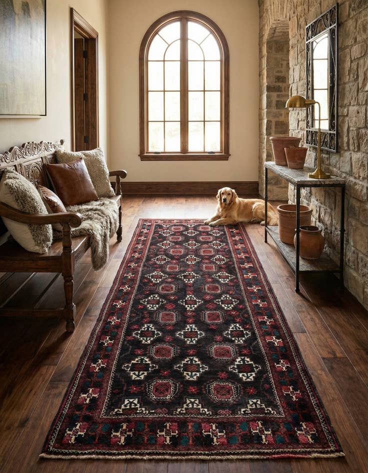 Detail image of 3' 10 x 9' 3 Hamedan Wool Runner Rug