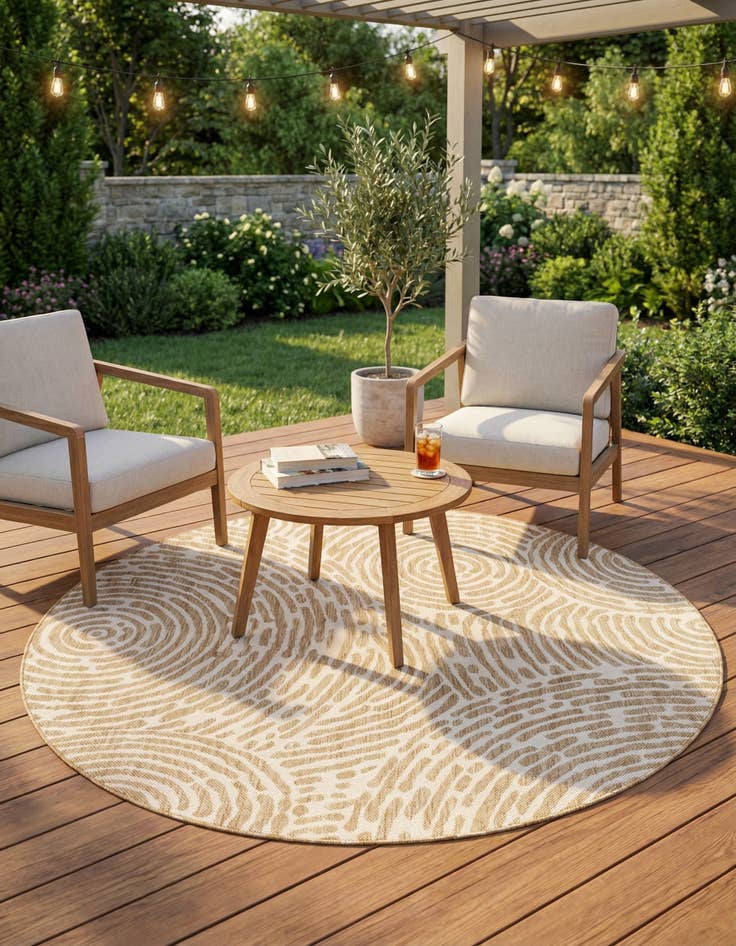 Detail image of  6' x 6'  Washable Modern Indoor / Outdoor Round Rug