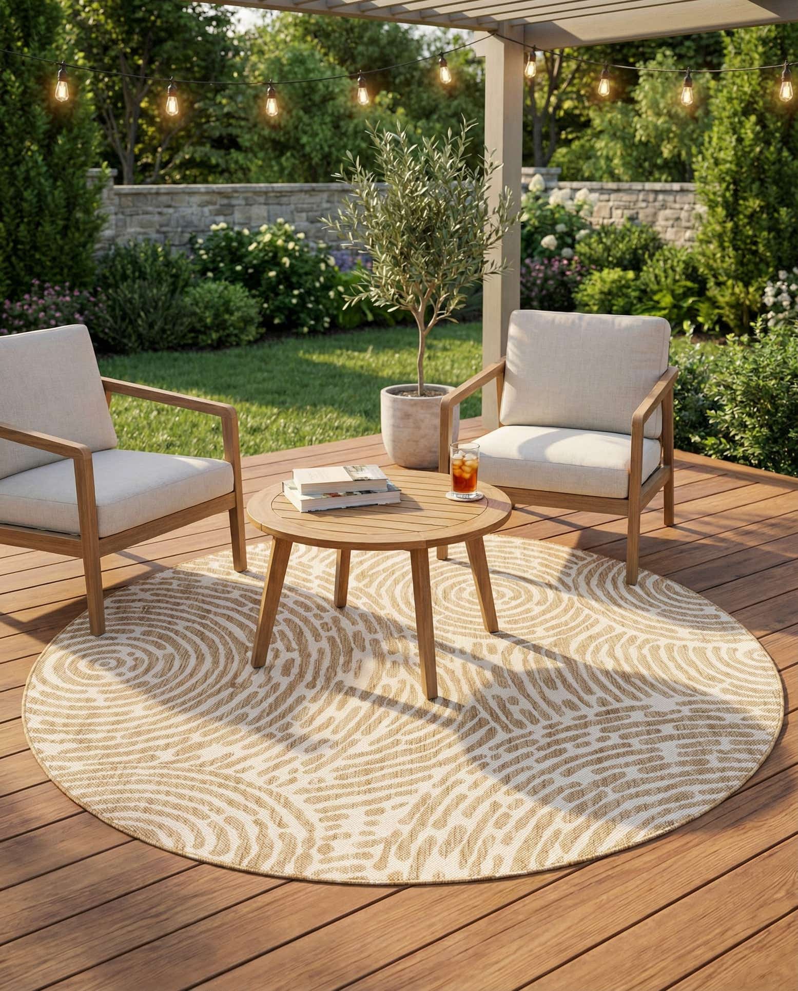 6' x 6' Easy-Clean Modern Indoor / Outdoor Round Rug