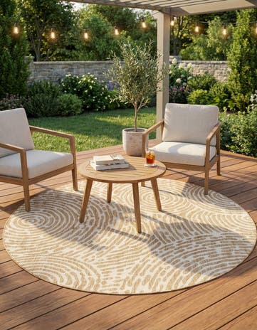 6' x 6' Easy-Clean Modern Indoor / Outdoor Round Rug