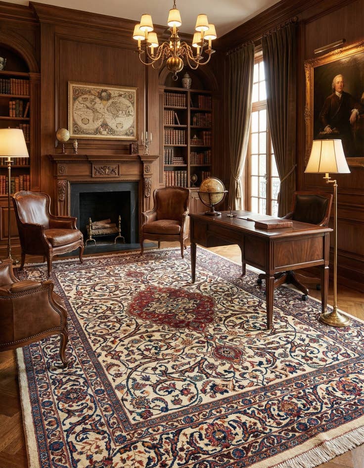 Detail image of  7' 9 x 11' 5 Mashad Wool Rug