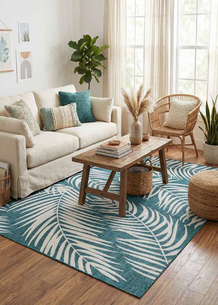 7' x 10' Easy-Clean Botanical Indoor / Outdoor Rug