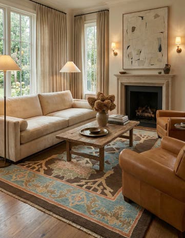 6' 7 x 9' 2 Hand Knotted Oushak Wool Rug