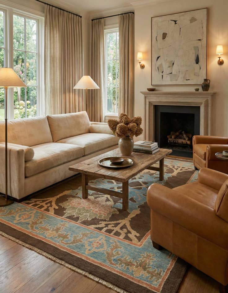 Detail image of 6' 7 x 9' 2  Hand Knotted Oushak Wool Rug