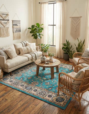 Arctic Aqua Blue Medina Square Rug