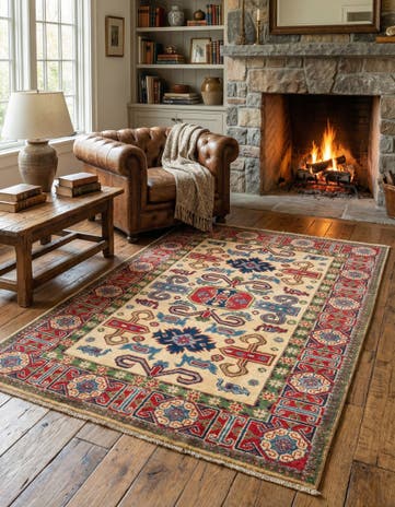 4' x 6' 1 Hand Knotted Kazak Rug