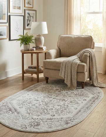 Cream Oxford Oval Rug