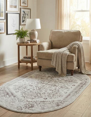 Cream Oxford Oval Rug