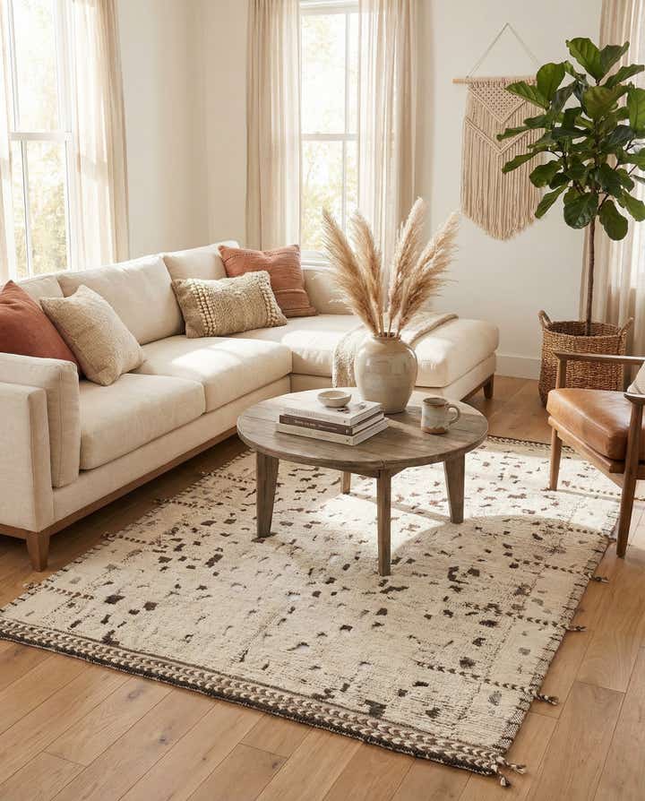 5' 4 x 7' Hand Knotted Moroccan Wool Rug