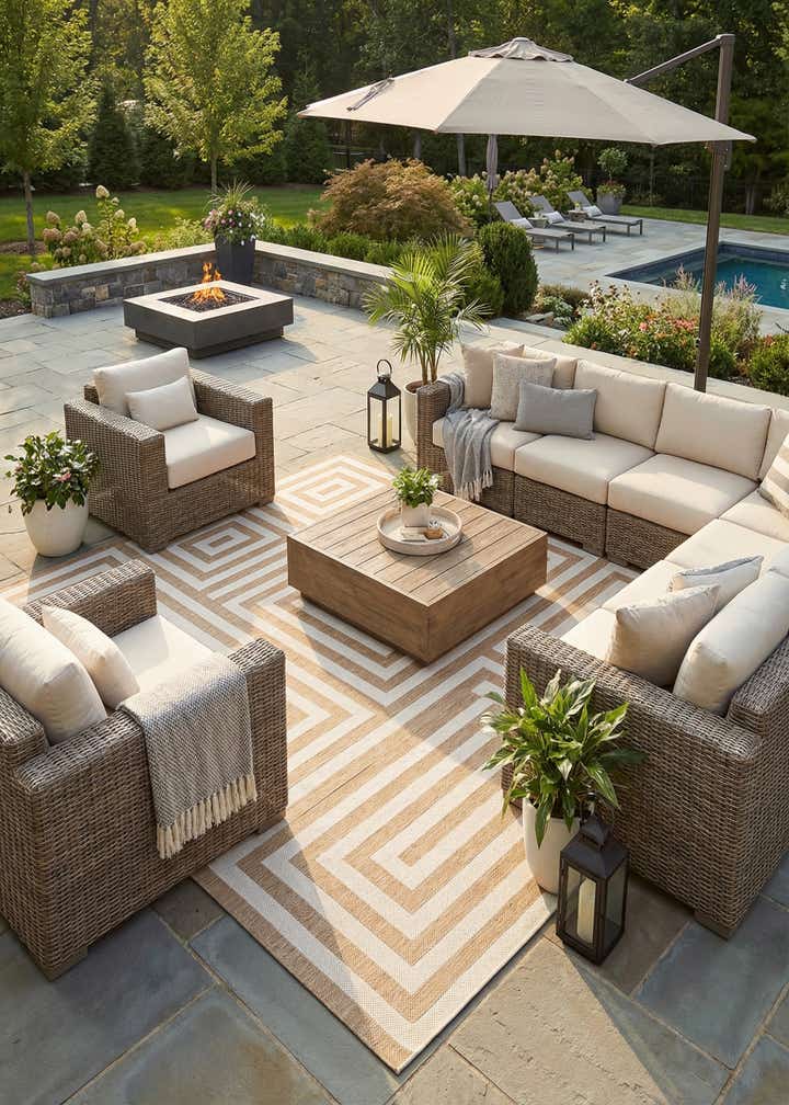 13' x 13' Easy-Clean Modern Indoor / Outdoor Square Rug