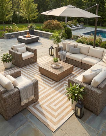 13' x 13' Easy-Clean Modern Indoor / Outdoor Square Rug