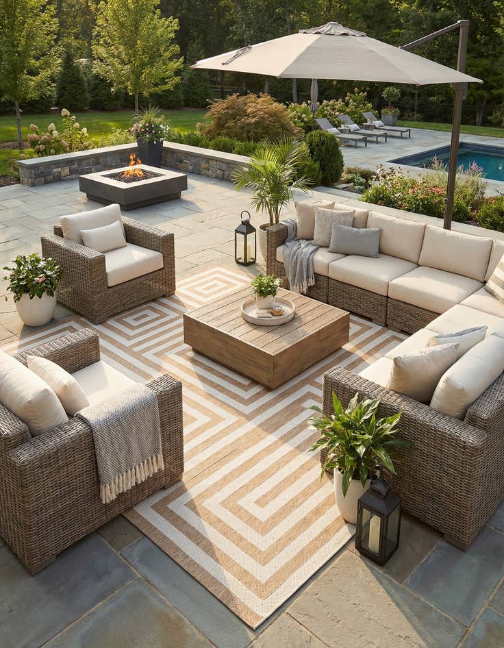 Detail image of 13' x 13' Easy-Clean Modern Indoor / Outdoor Square Rug