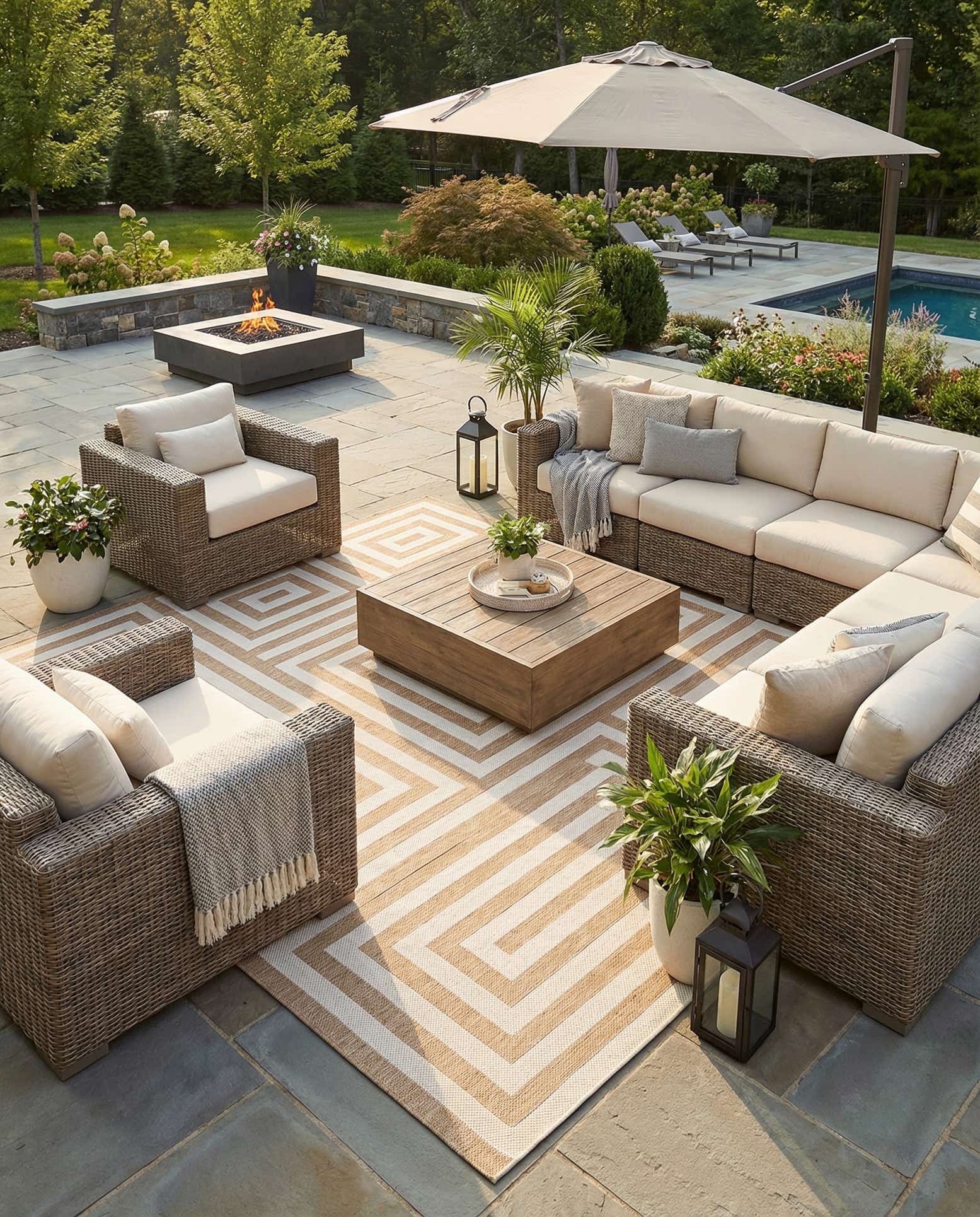 13' x 13' Easy-Clean Modern Indoor / Outdoor Square Rug