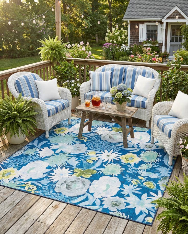 Detail image of 7' 10 x 7' 10 Easy-Clean Jill Zarin Caribbean Indoor / Outdoor Square Rug