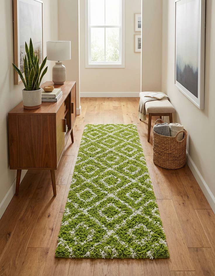 Detail image of  2' x 6' Lattice Shag Runner Rug