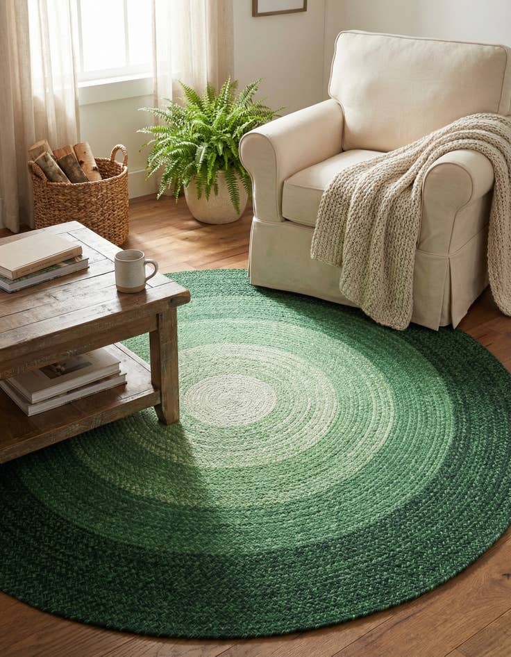 Detail image of  5' 1 x 5' 1  Hand Hand Braided Wool Round Rug