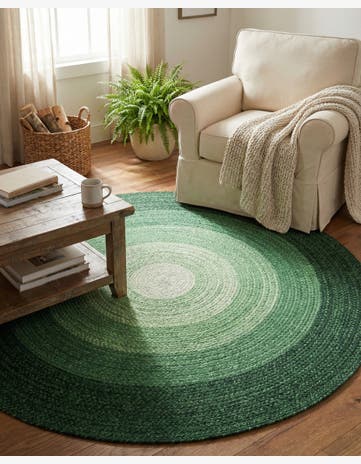 5' 1 x 5' 1 Handmade Hand Braided Wool Round Rug