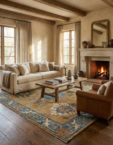 8' 5 x 9' 10 Hand Knotted Oushak Wool Rug