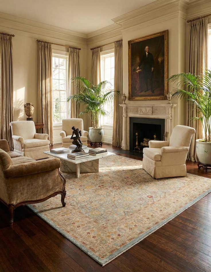 Detail image of 12' x 17' 4  Hand Knotted Ziegler Rug