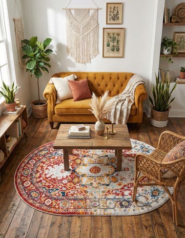 Rust Red Madeline Vintage Oval Rug