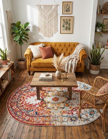 Rust Red Madeline Vintage Oval Rug