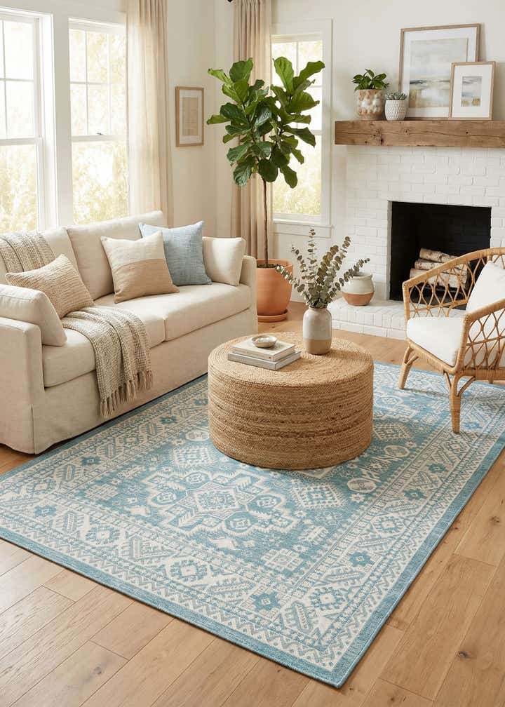 6' x 9' Easy-Clean Aztec Indoor / Outdoor Rug