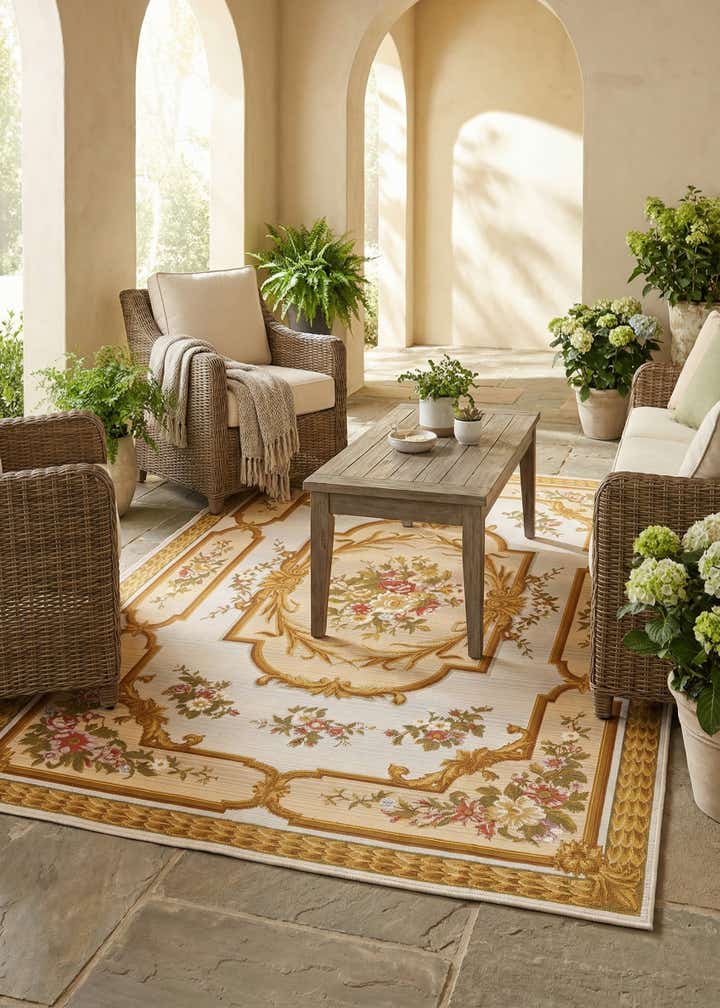 5' 2 x 7' 7 Easy-Clean Traditional Indoor / Outdoor Rug