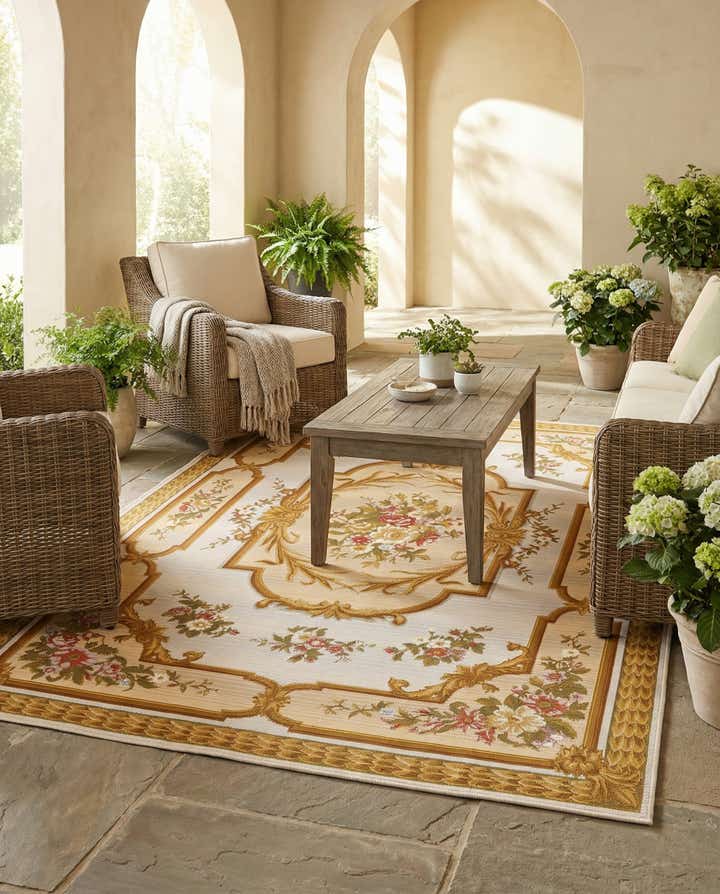5' 2 x 7' 7 Easy-Clean Traditional Indoor / Outdoor Rug
