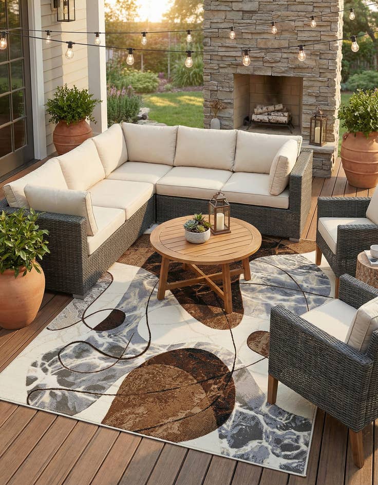 Detail image of 5' x 8'  Washable Modern Indoor / Outdoor Rug