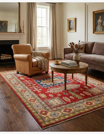 5' x 7' 8 Hand Knotted Kazak Rug