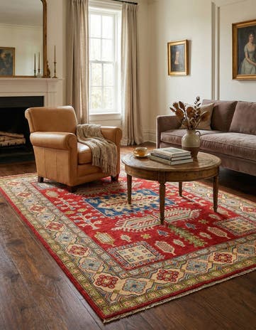5' x 7' 8 Hand Knotted Kazak Rug