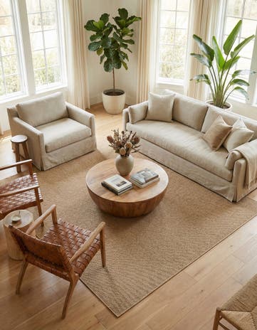 Beige Easy-Clean Solid Indoor / Outdoor Square Rug