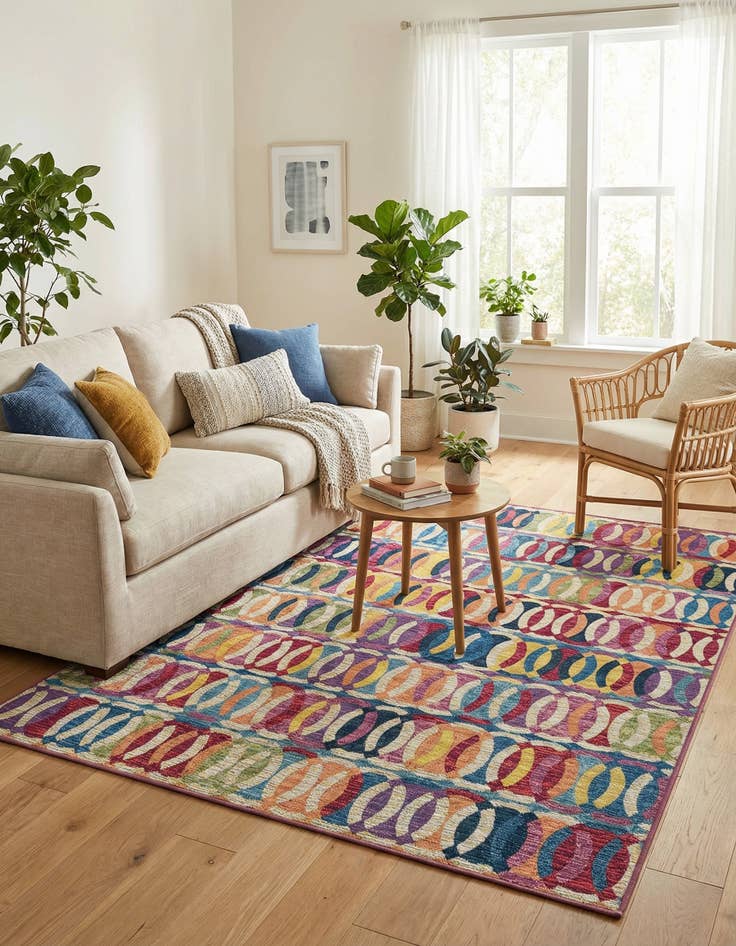 Detail image of 4' x 6' Easy-Clean Modern Indoor / Outdoor Rug