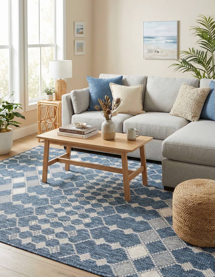 Detail image of 5' 3 x 8'  Washable Trellis Indoor / Outdoor Rug