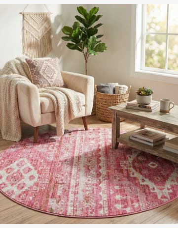Pink Vega Round Rug