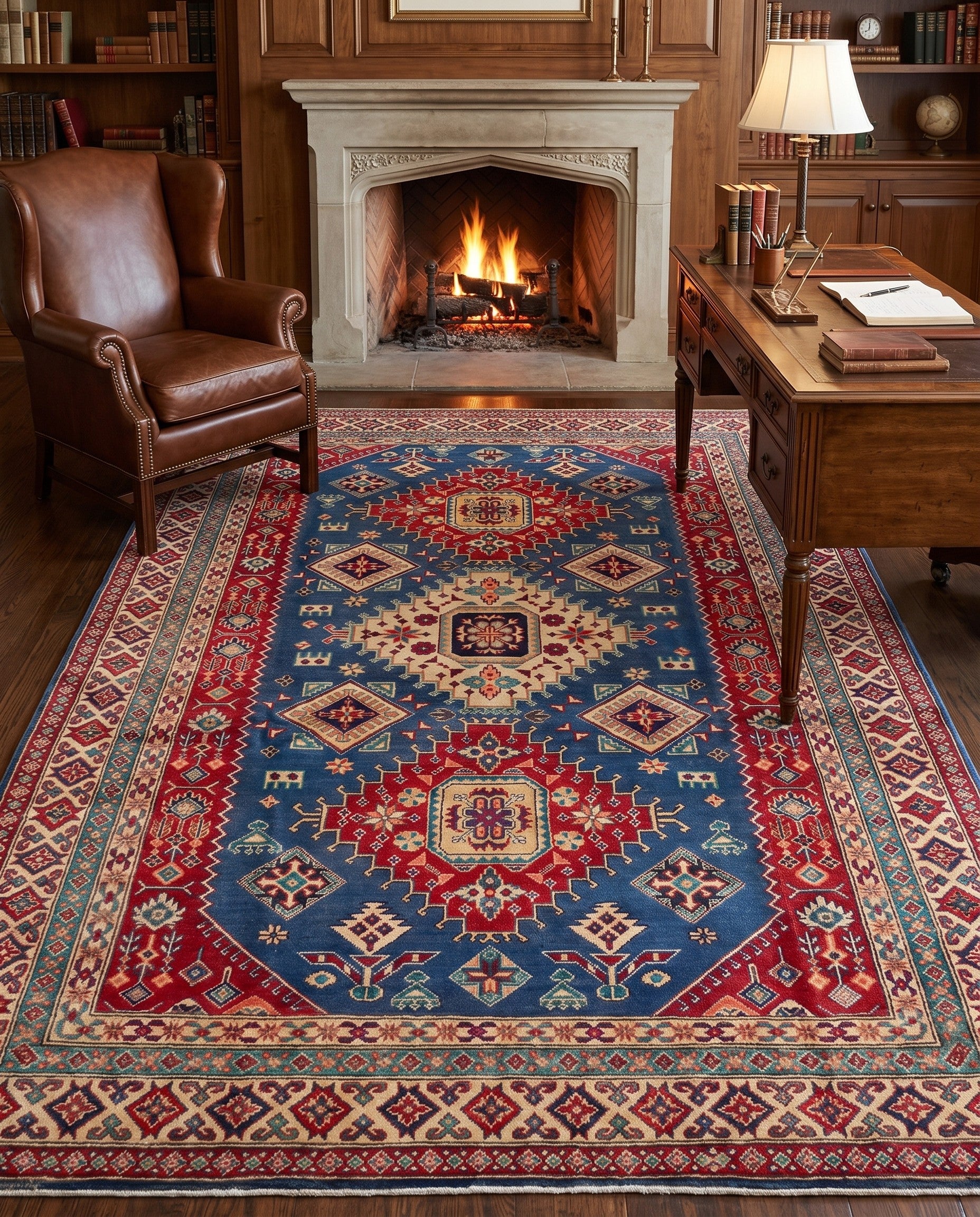 6' x 9' 2 Hand Knotted Kazak Rug