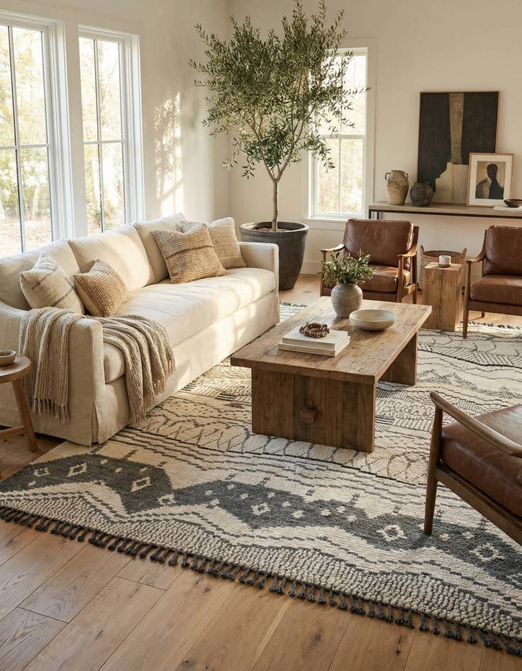 Detail image of 8' 1 x 10' 2  Hand Knotted Moroccan Wool Rug