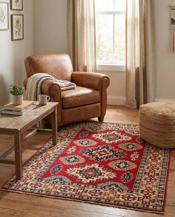 Detail image of 3' 5 x 4' 10 Hand Knotted Kazak Rug