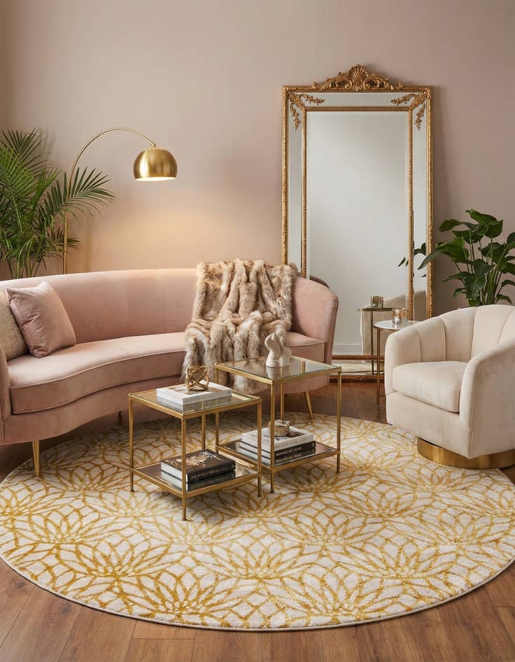 Detail image of  7' 10 x 7' 10  Marilyn Monroe™ Glam Dahlia Round Rug