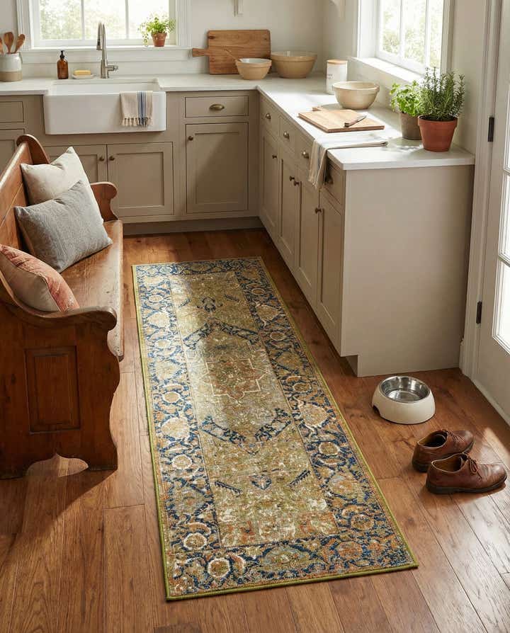 2' 7 x 5' 3 Easy-Clean Traditional Indoor / Outdoor Runner Rug