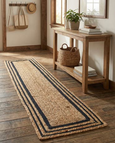  1' 2 x 8'  Hand Braided Jute Table Runner Rug