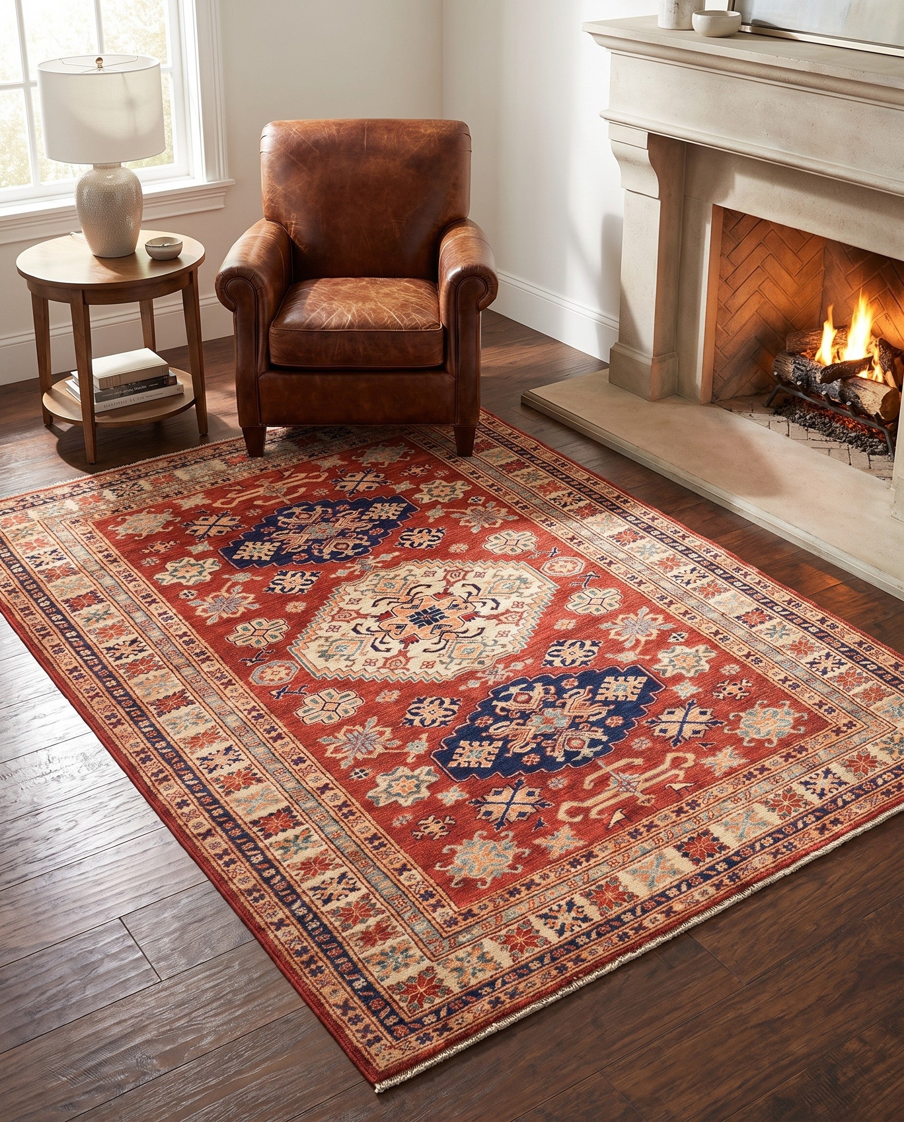 4' 11 x 6' 8 Hand Knotted Kazak Oriental Rug