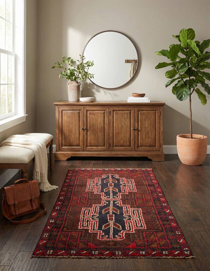 Detail image of 2' 9 x 4' 10 Hand Knotted Balouch Persian Wool Rug