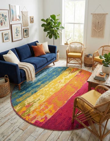 Washable Hyacinth Round Rug