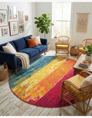 Washable Hyacinth Round Rug