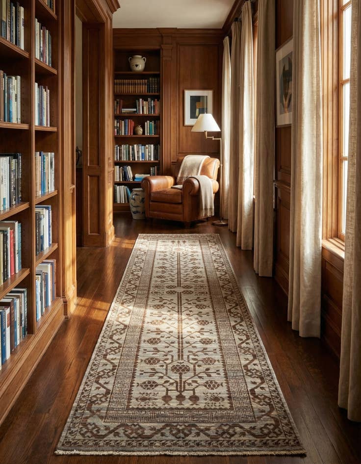 Detail image of  2' 10 x 9' 9  Hand Knotted Khotan Ziegler Oriental Runner Rug