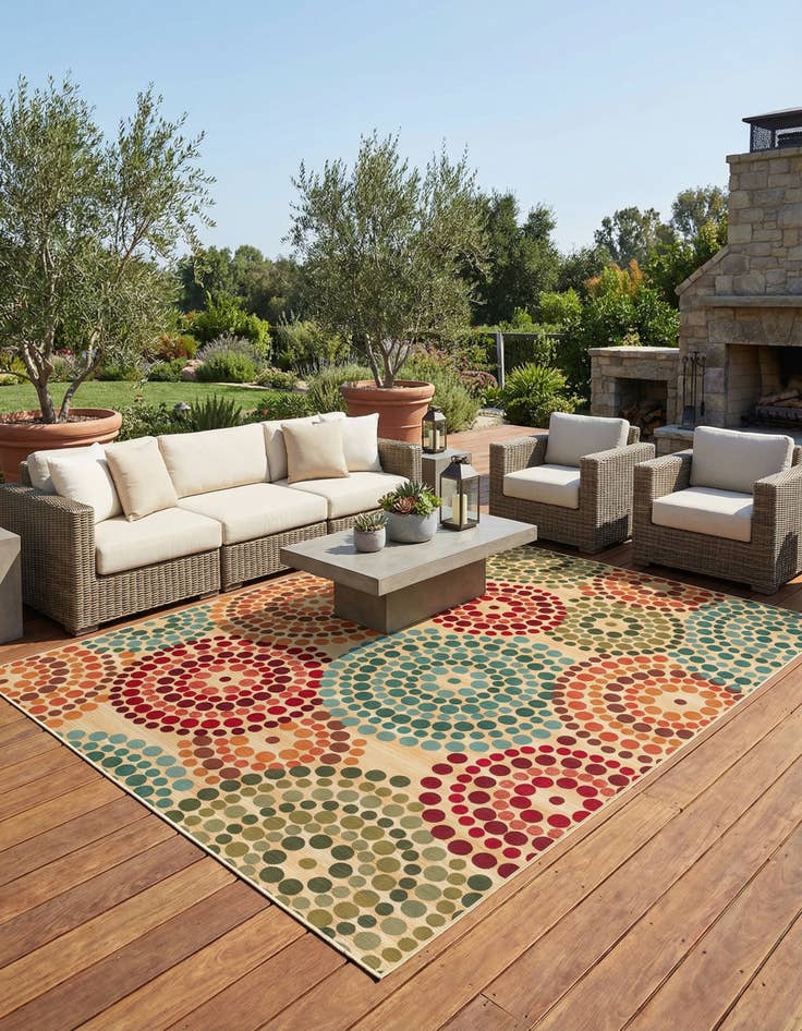 Detail image of  10' x 13'  Washable Modern Indoor / Outdoor Rug